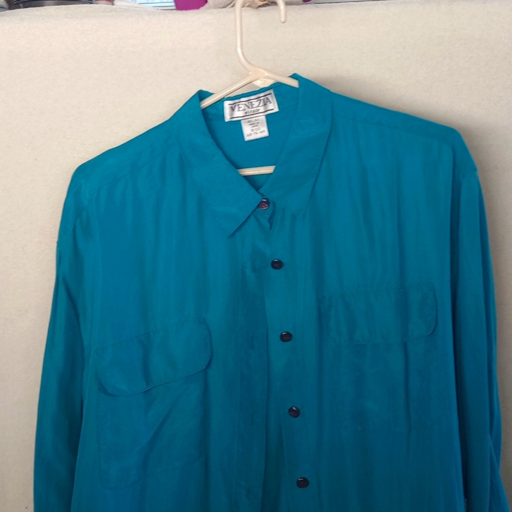 Real vintage silk long sleeve dress shirt with color #018